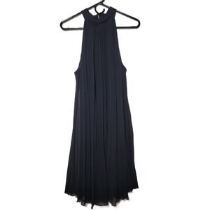 Stile Benetton Black Pleated Halter Neck Sheath Dress Size LG Holiday Festive